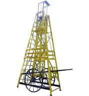 Model No. F1700 Fiberglass Mobile Telescopic Platform Ladder for Electrical, Warehouse and Industrial Access Use, Professional Insulated Mobile Ladder for Maintenance and Installation Tasks 